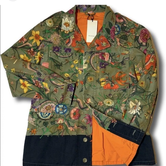 Gucci Multicolor Floral Jacket with Orange Interior - Picture 1 of 9